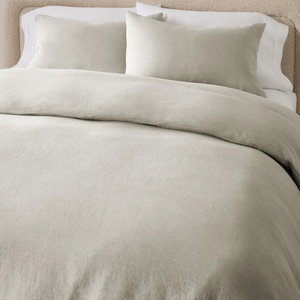 ❤️BUY 2 GET 1 FREE European Flax Linen Duvet Cover, Color Warm Gray Melange